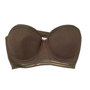 French Affair Strapless Underwire Bra in Kalamata/Charcoal Heather 38D NWT